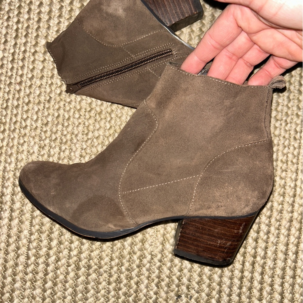 Crown Vintage Taupe Suede Ankle Booties